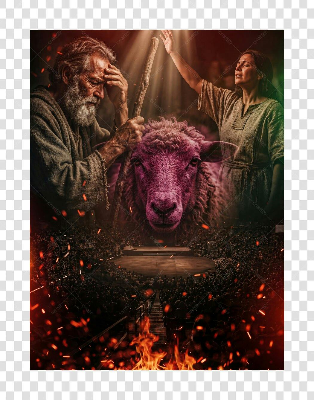 Ilustração Sacrifício Cordeiro Bíblico Fogo PNG Fundo Transparente