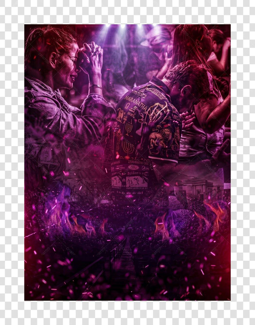 Foto Recortada Pessoas Adorando Igreja Roxa PNG Fundo Transparente