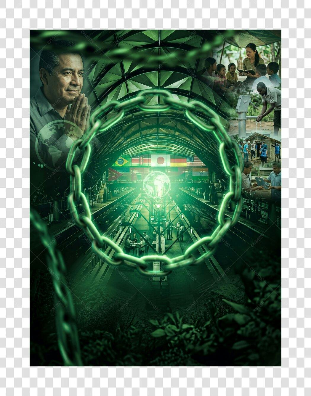 Ilustração Corrente Verde Escura Composta PNG Fundo Transparente