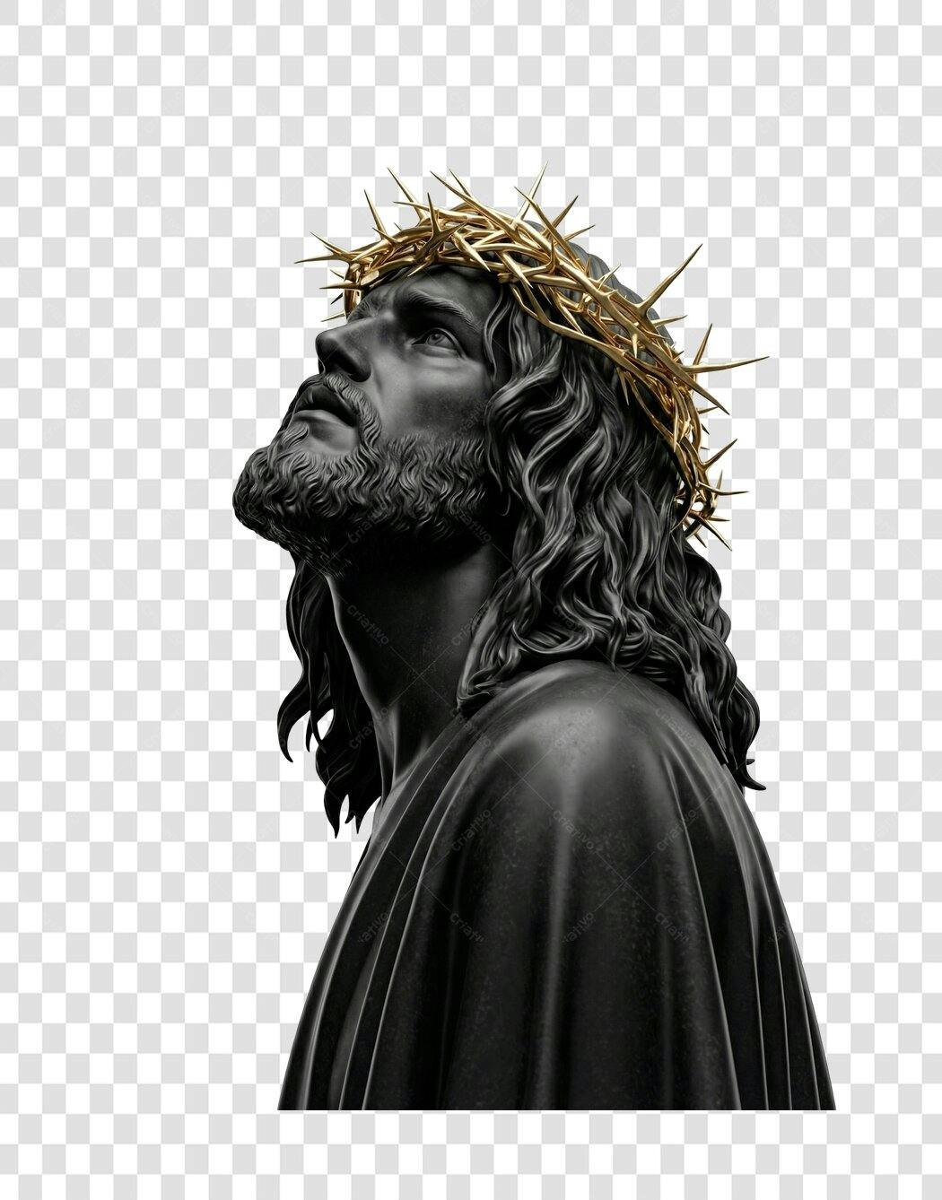 Elemento 3D Jesus Cristo Coroa de Espinhos PNG Fundo Transparente