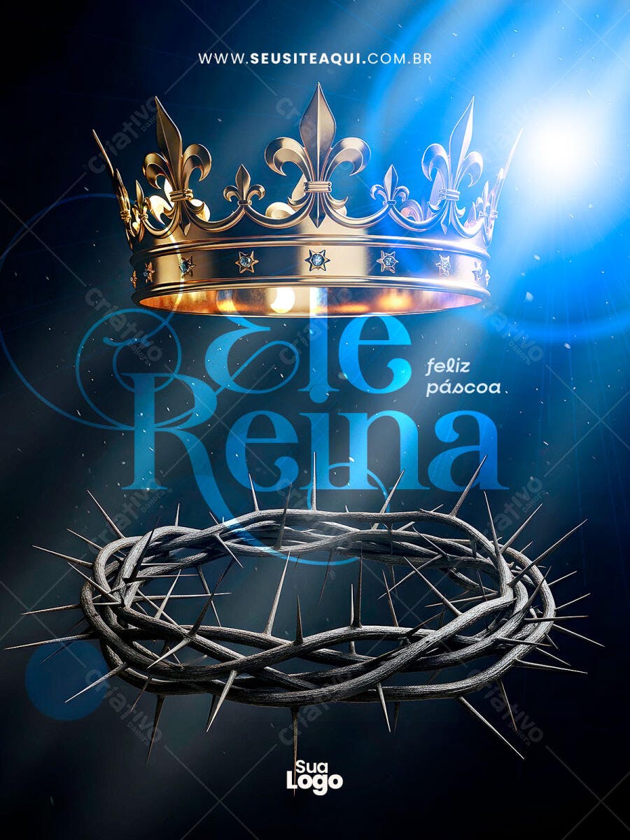 Arte Religiosa Páscoa Rei Coroa de Espinhos PSD Editável
