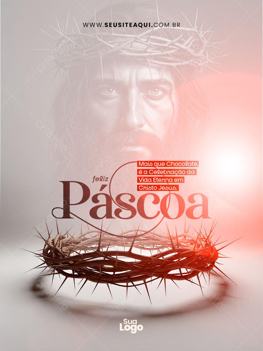 Postagem Páscoa Religiosa Cristo Jesus PSD Editável