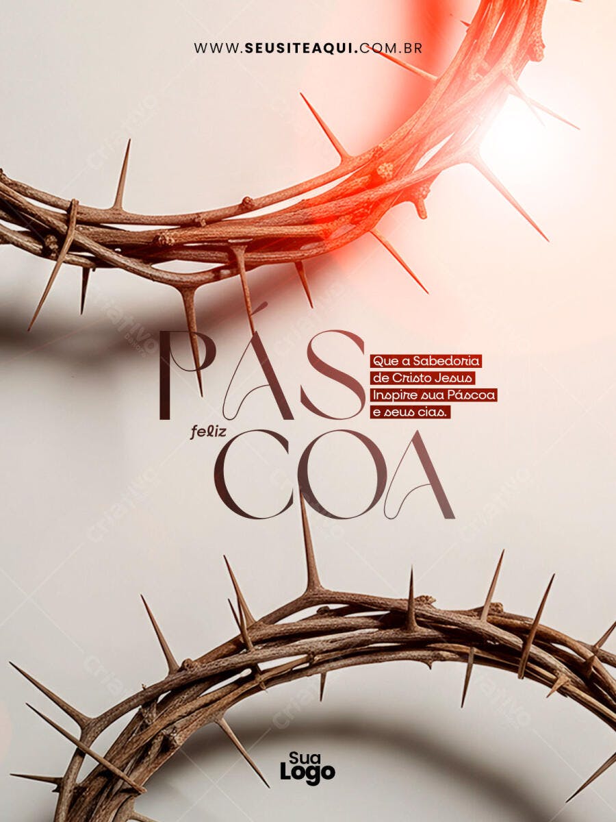 Cartão Páscoa Igreja PSD Editável