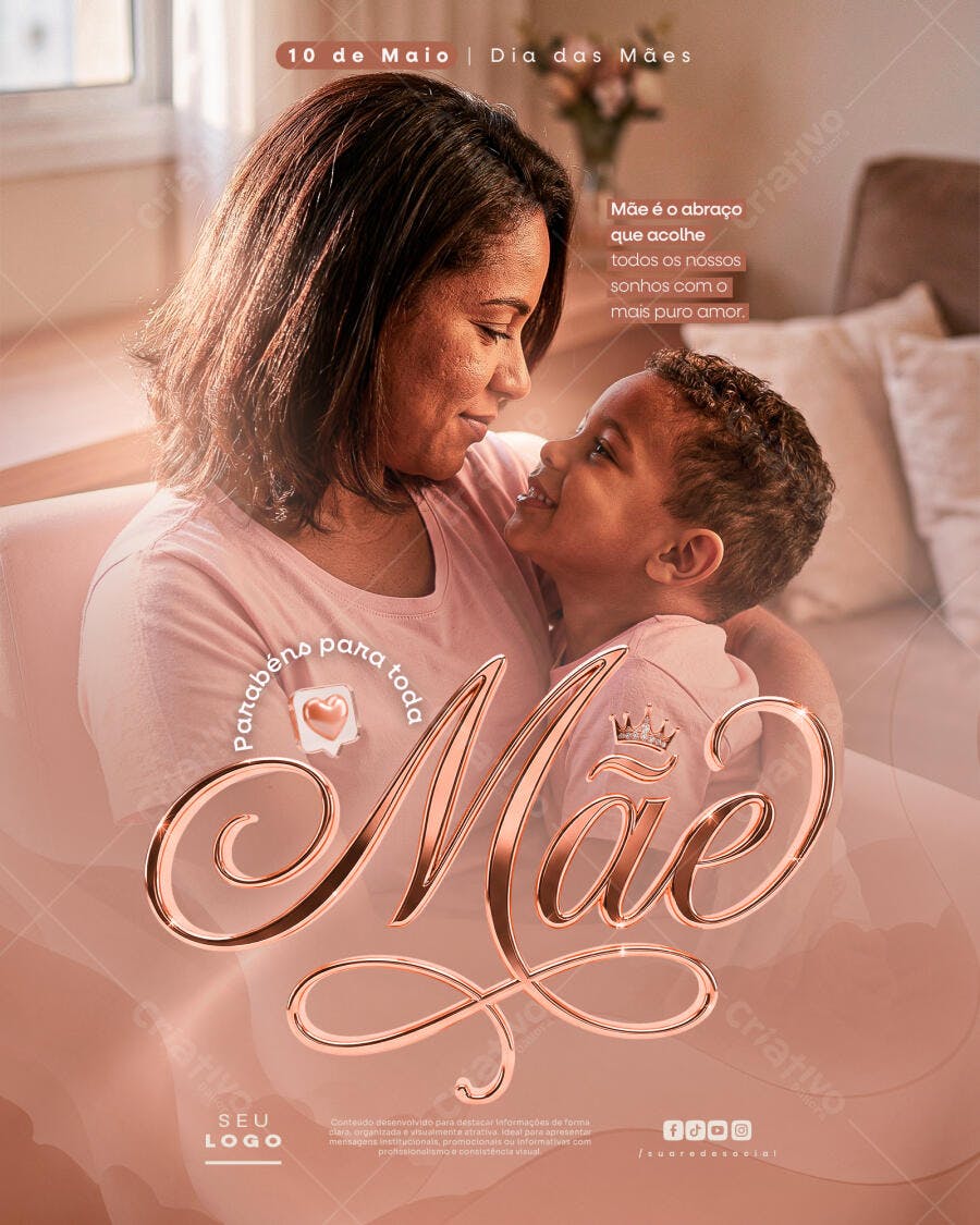 Social Media Dia das Mães Amor de Mãe PSD Editável