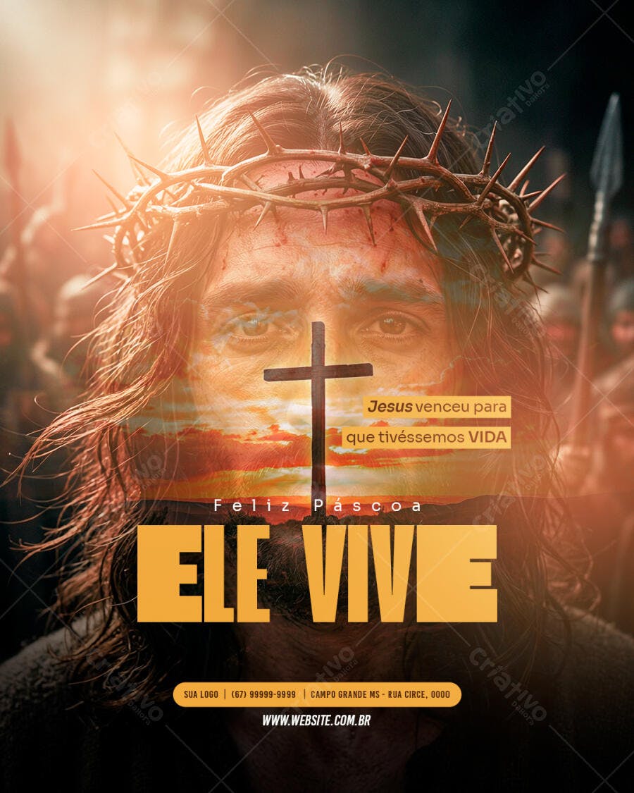 Social Media Páscoa Ele Vive PSD Editável