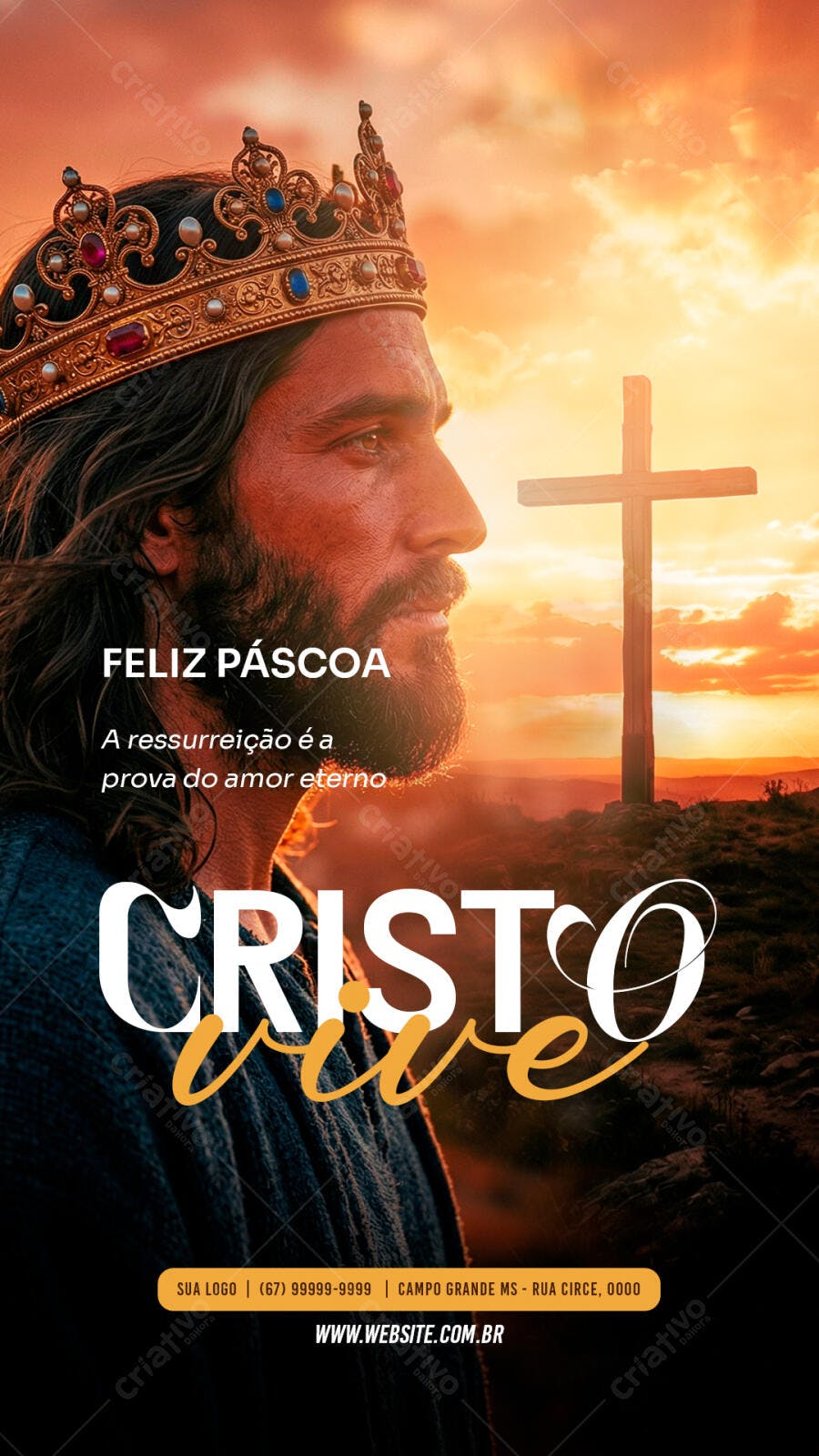 Social Media Páscoa Cristo Vive Igreja PSD Editável