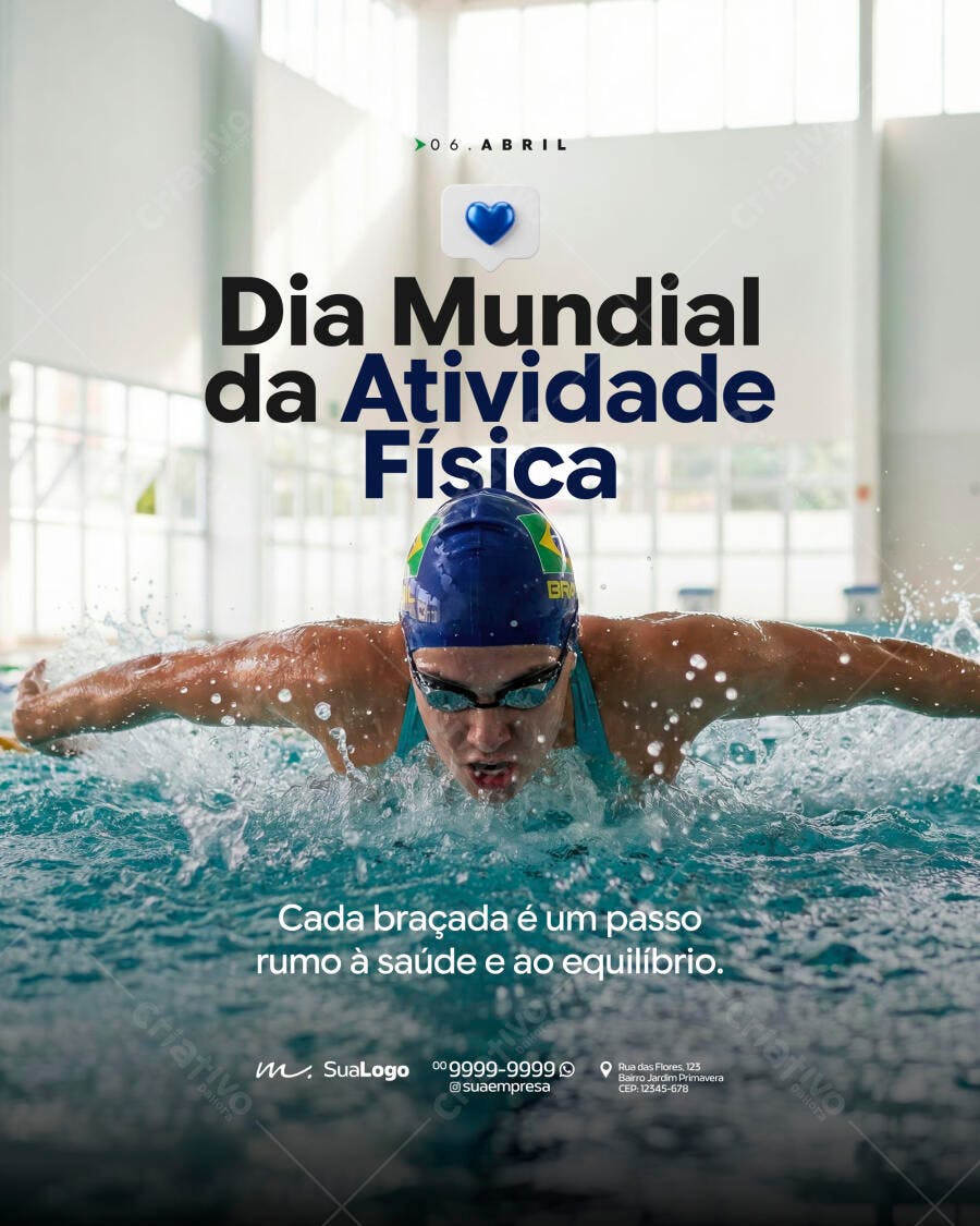 Post Instagram Dia Mundial Atividade Física Fitness PSD Editável