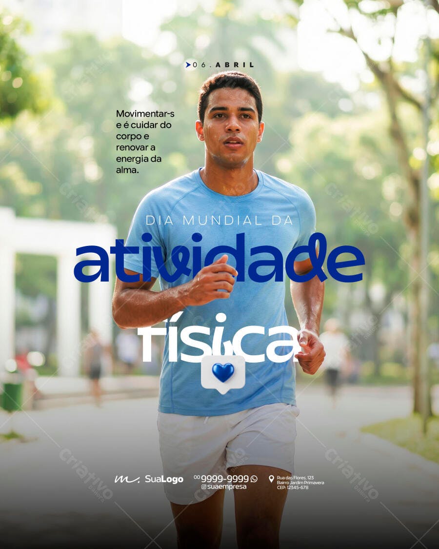 Post Instagram Dia Mundial Atividade Física Abril PSD Editável