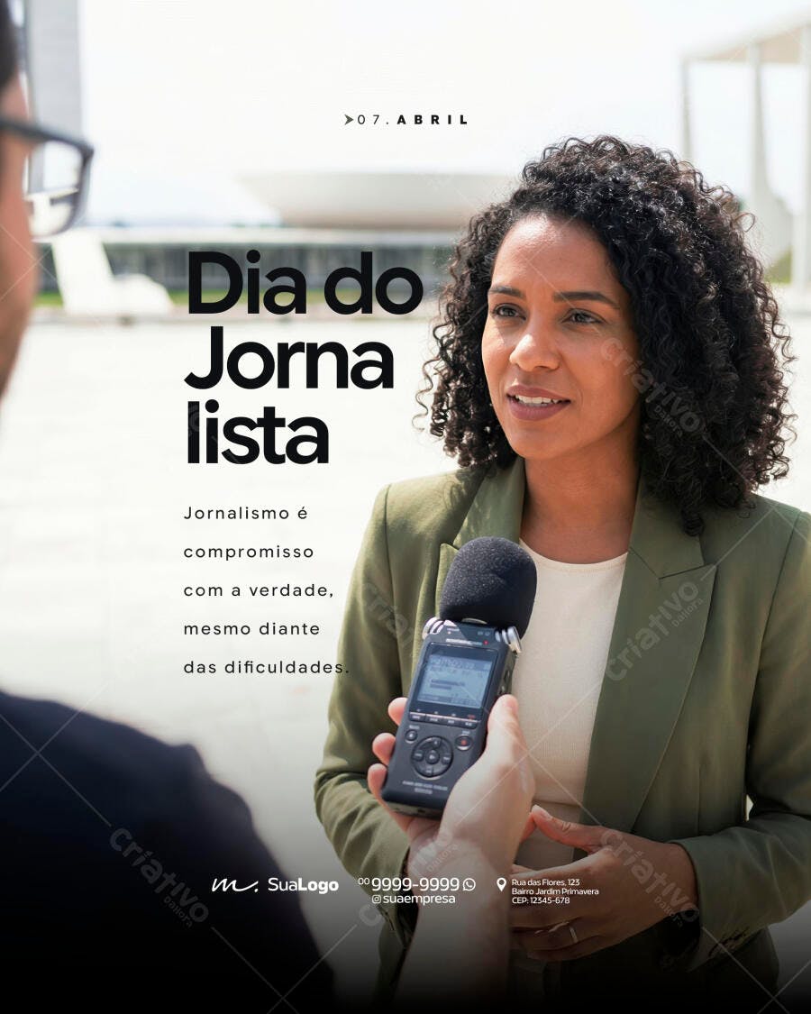Post Instagram Dia do Jornalista 7 de Abril PSD Editável