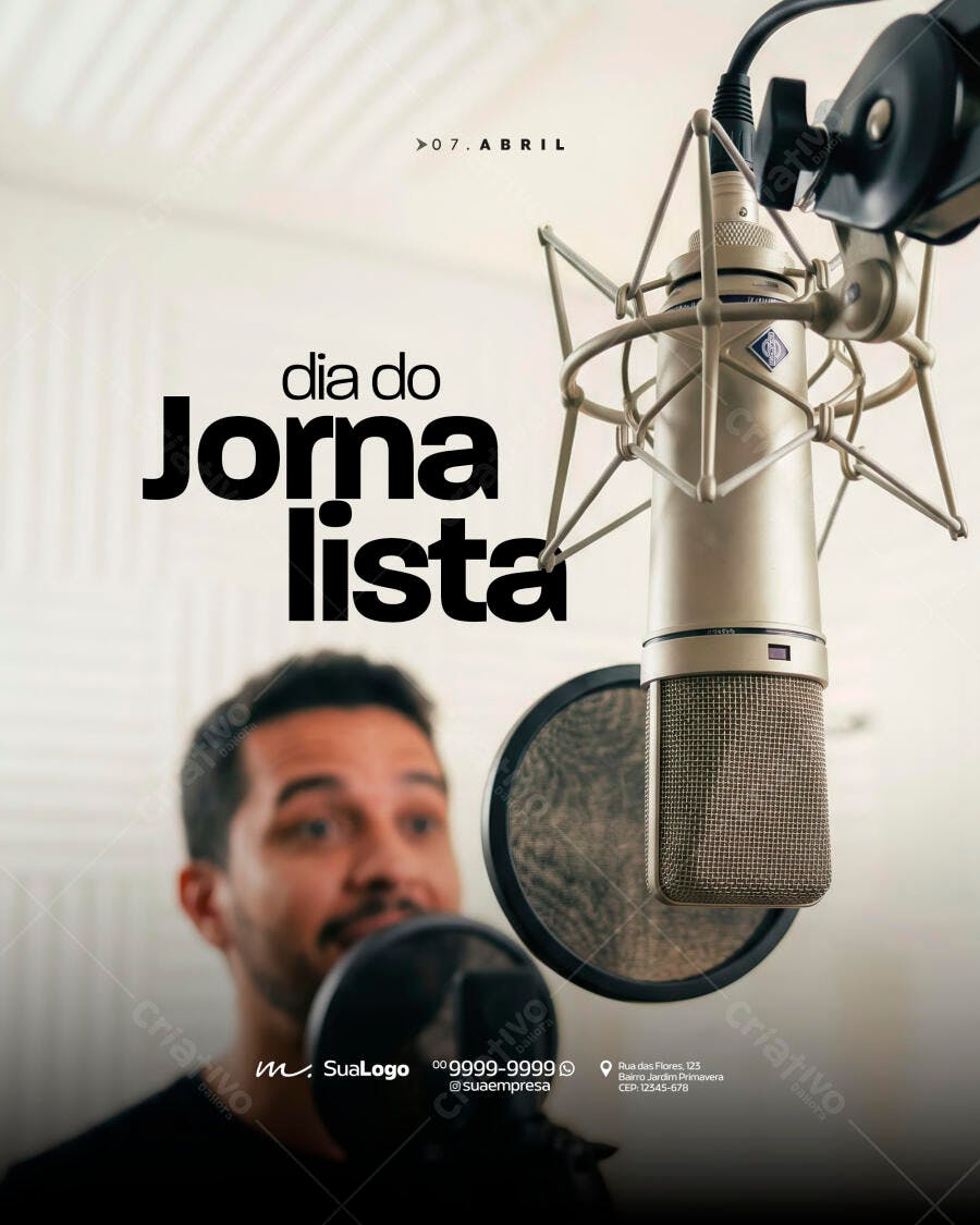 Post Instagram Dia do Jornalista 7 de Abril PSD Editável