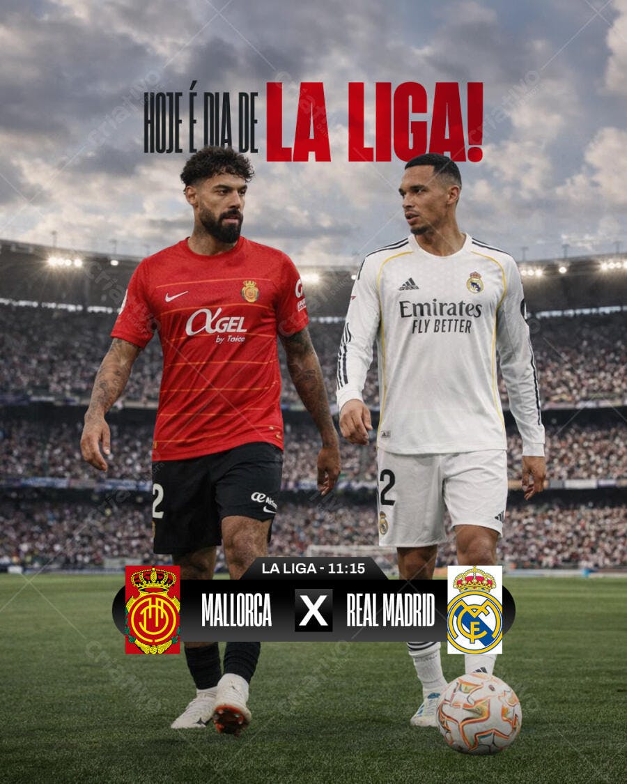Post Instagram La Liga Mallorca x Real Madrid PSD Editável