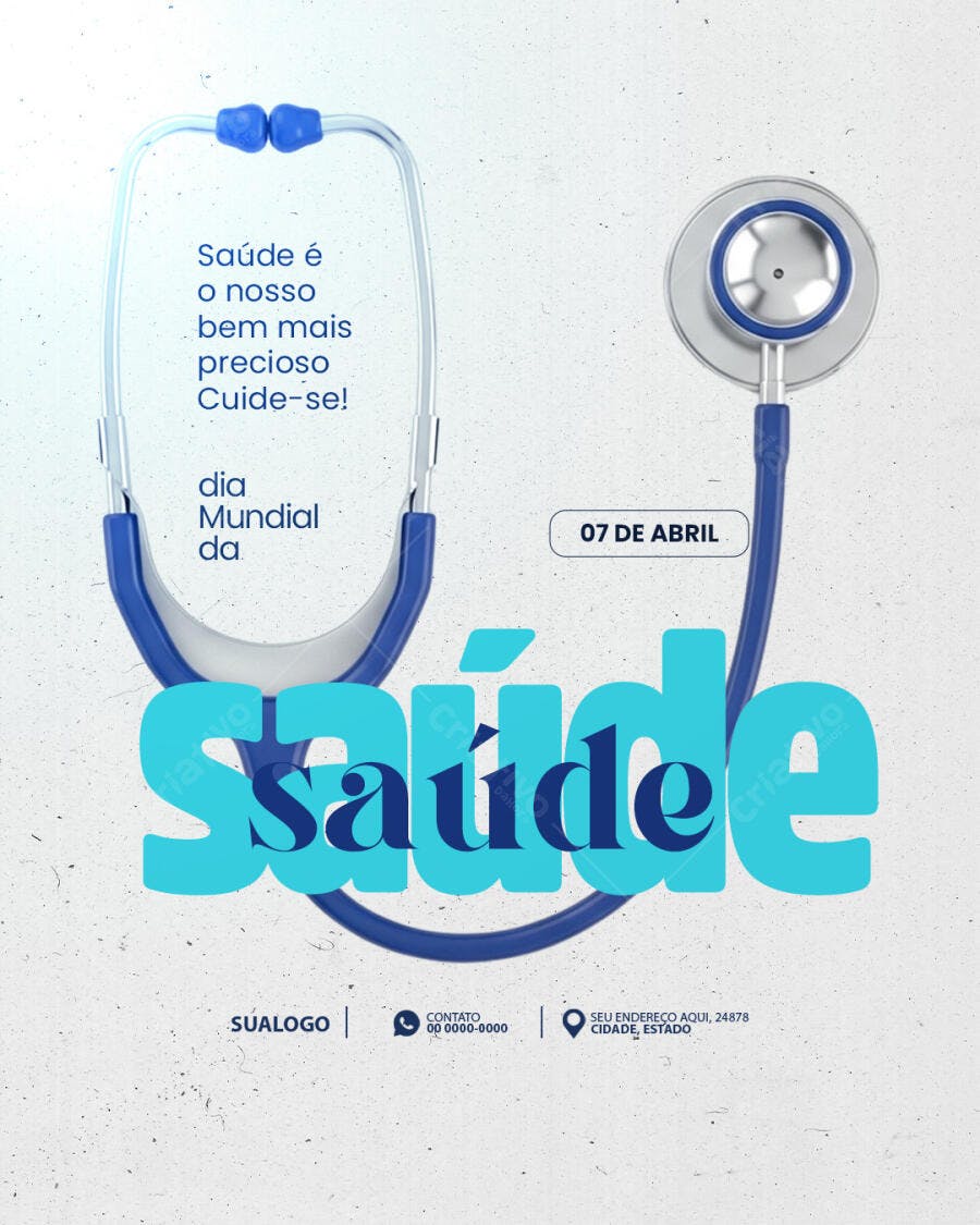 Post Instagram Dia Mundial da Saúde 07 de Abril PSD Editável