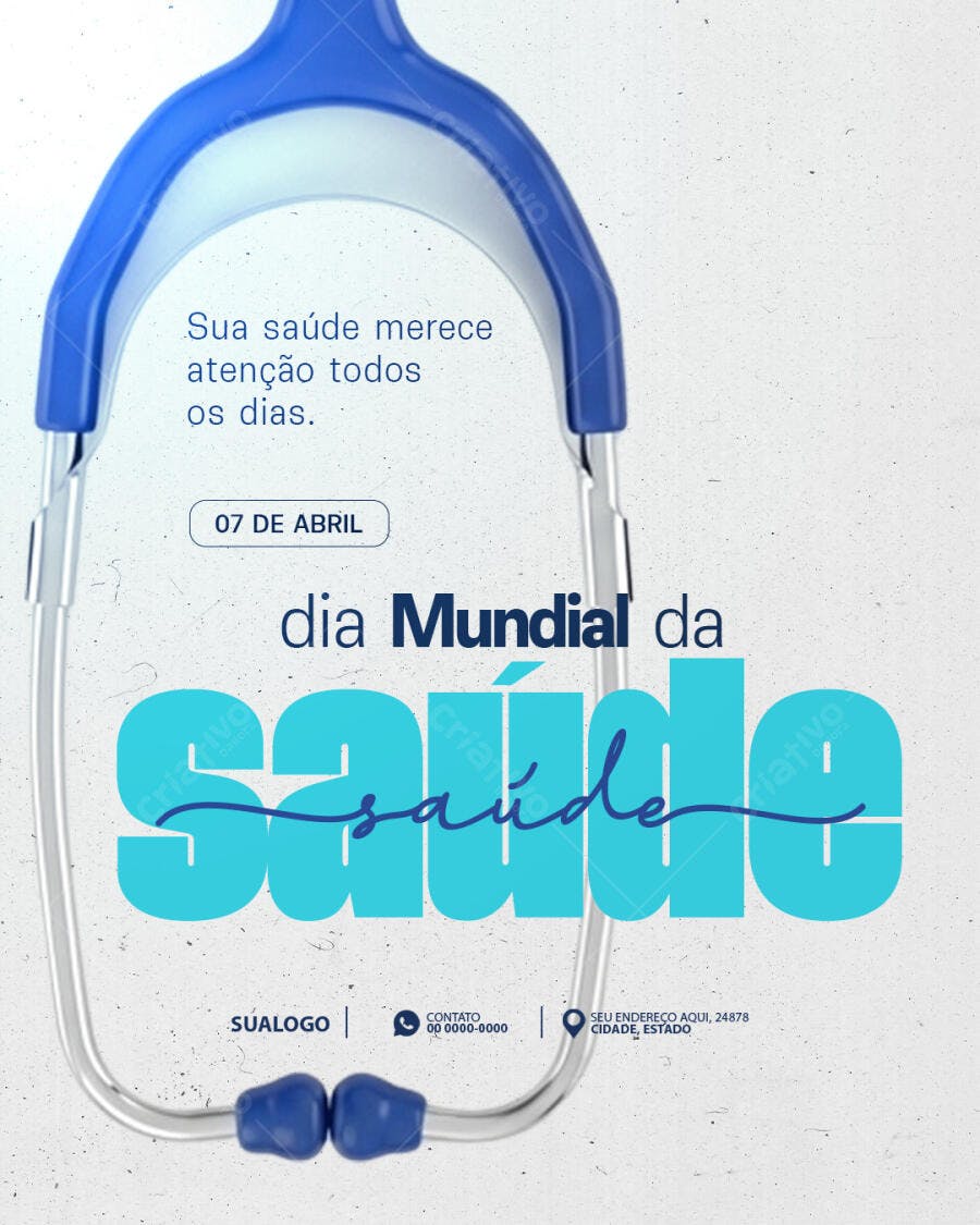 Post Dia Mundial da Saúde 07 de Abril Clínica Médica PSD Editável