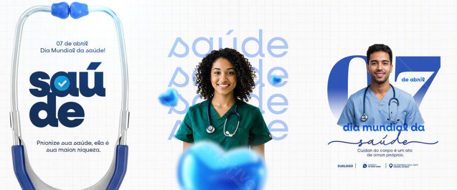 Post Instagram Dia Mundial da Saúde 7 de Abril PSD Editável