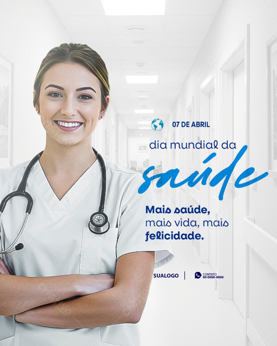 Post Instagram Dia Mundial da Saúde 07 de Abril PSD Editável