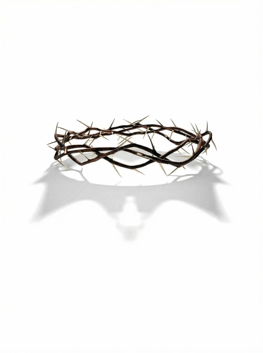 Coroa de Espinhos Religiosa Isolada Fundo Branco