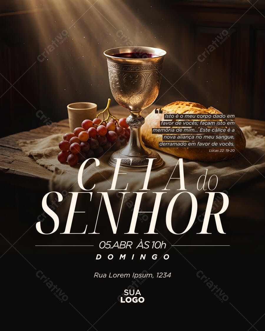 Template Canva Post Ceia do Senhor Igreja Cristã Elegante Editável