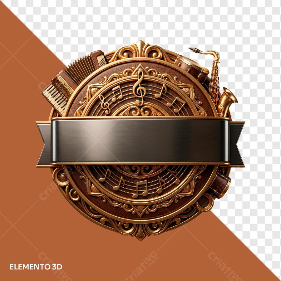 Elemento 3D Música Clássica PNG Fundo Transparente