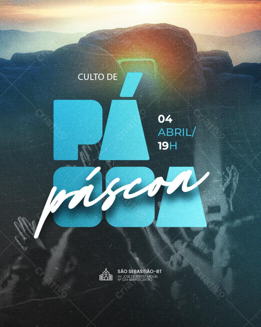 Culto de Páscoa Igreja PSD Editável 04 Abril