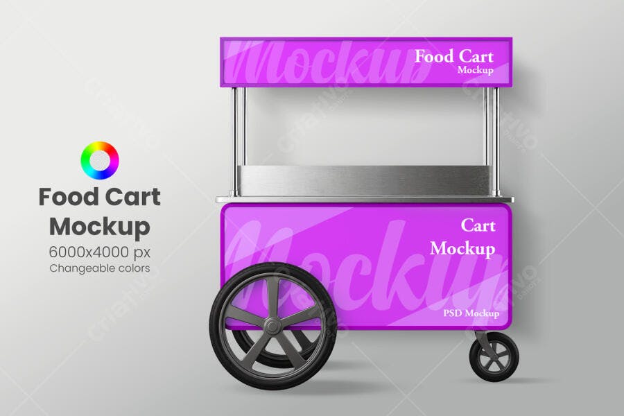 Carrinho de Comida Mockup PSD Editável para Lanches