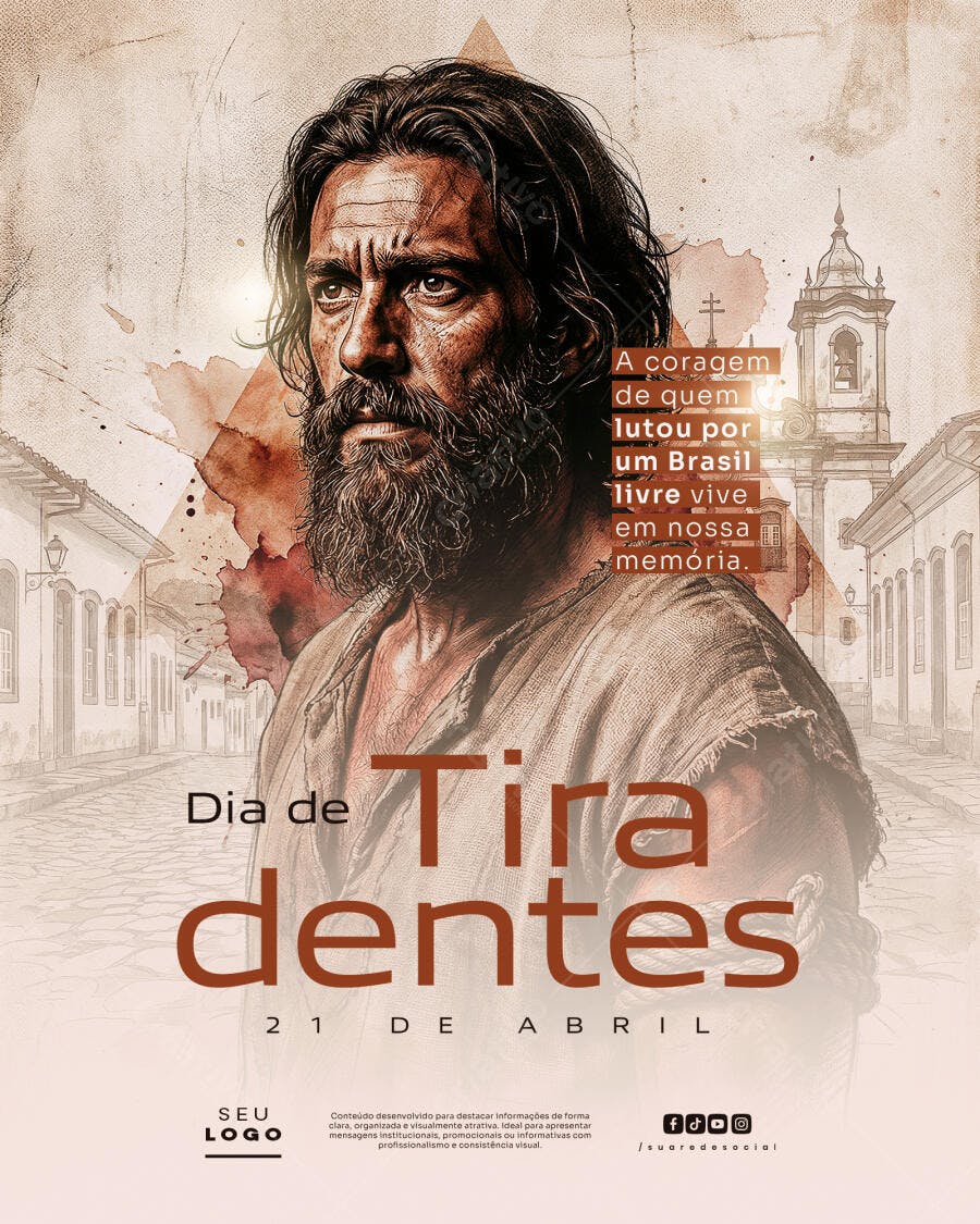 Post Dia de Tiradentes 21 de Abril PSD Editável