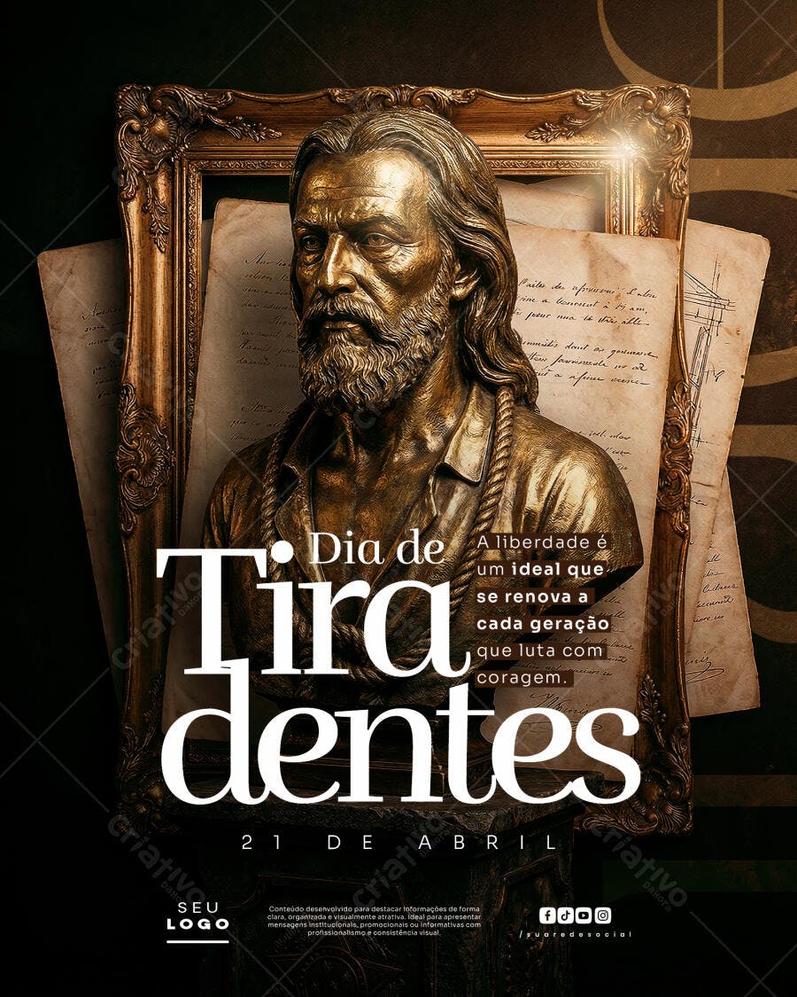 Post Instagram Dia de Tiradentes 21 de Abril PSD Editável