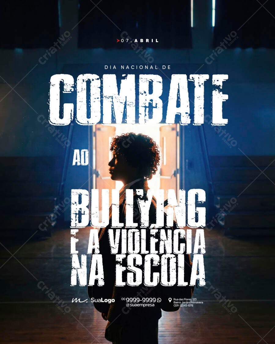 Flyer Dia Nacional Combate Bullying Escola PSD Editável