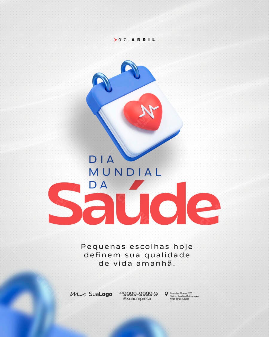Post Instagram Dia Mundial da Saúde 7 de Abril PSD Editável