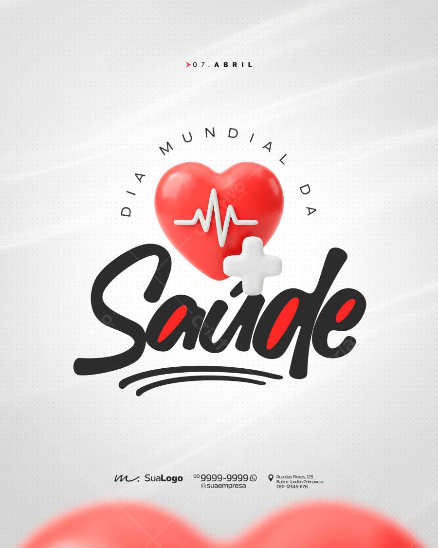 Flyer Dia Mundial da Saúde 07 de Abril PSD Editável