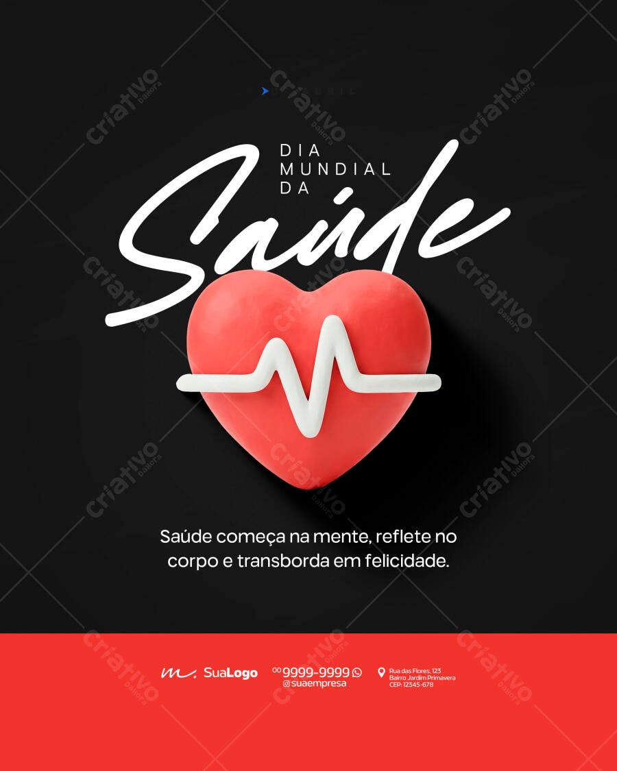 Social Media Dia Mundial da Saúde Clínica PSD Editável