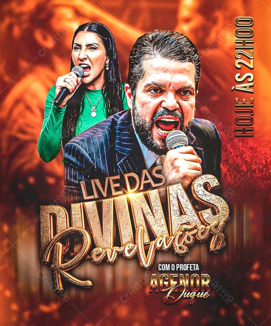 Flyer Live Divinas Revelações Profeta Agenor Duque PSD Editável