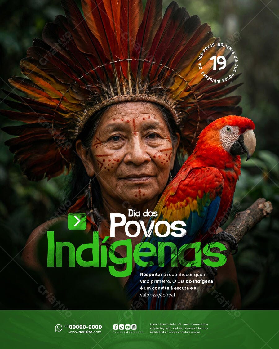 Post Dia dos Povos Indígenas 19 de Abril PSD Editável