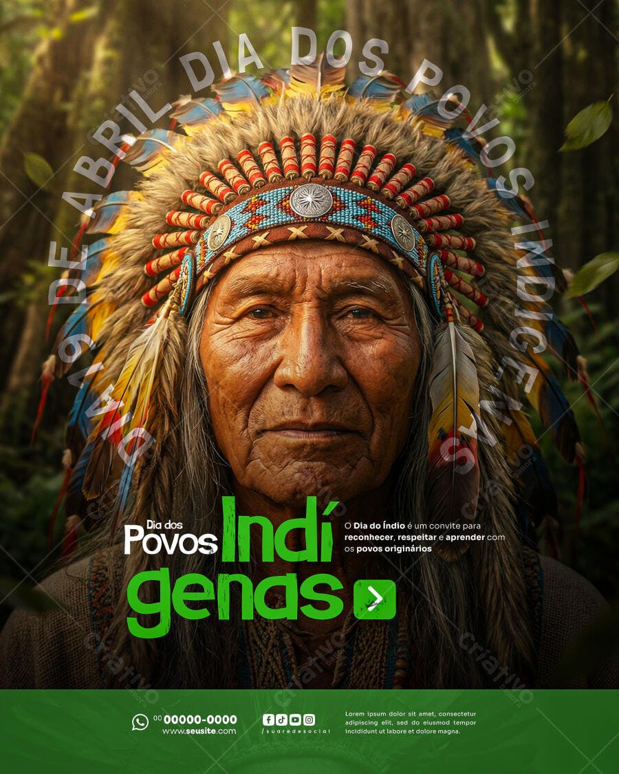 Post Instagram Dia dos Povos Indígenas Abril PSD Editável