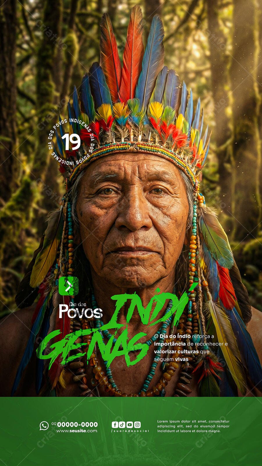 Post Instagram Dia dos Povos Indígenas 19 de Abril PSD Editável