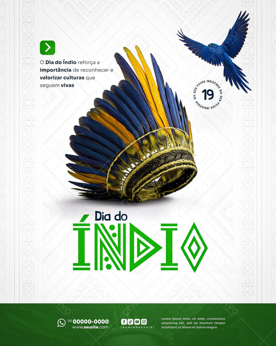Post Dia do Índio 19 de Abril PSD Editável