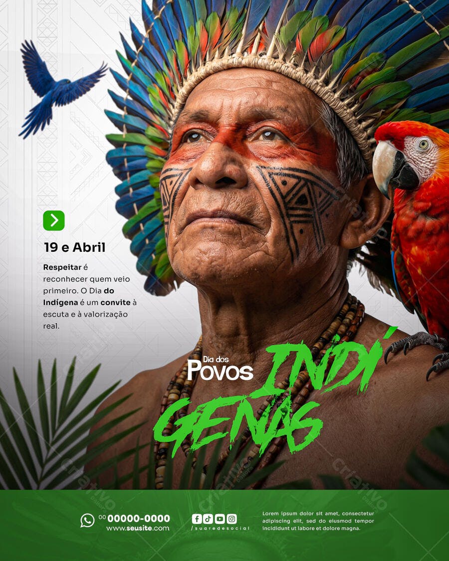 Post Dia dos Povos Indígenas 19 de Abril PSD Editável