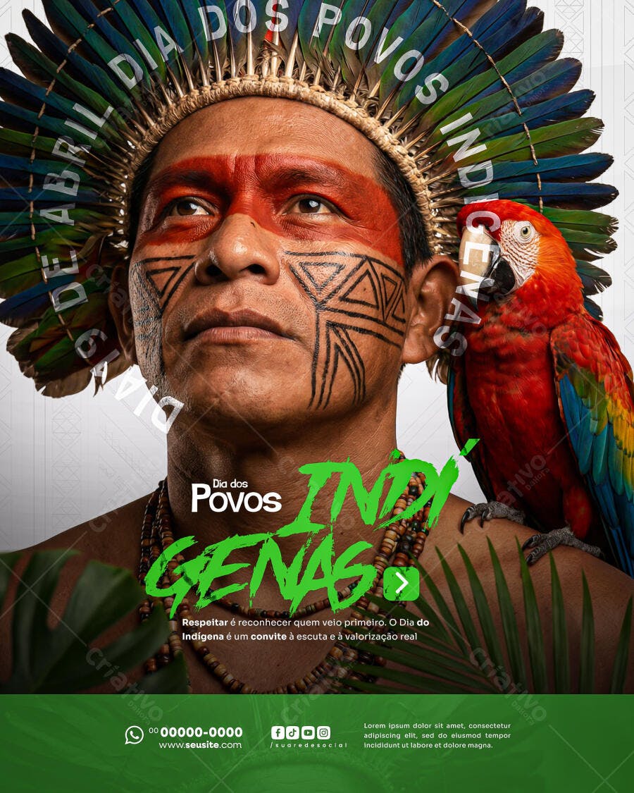 Post Instagram Dia dos Povos Indígenas 19 de Abril PSD Editável