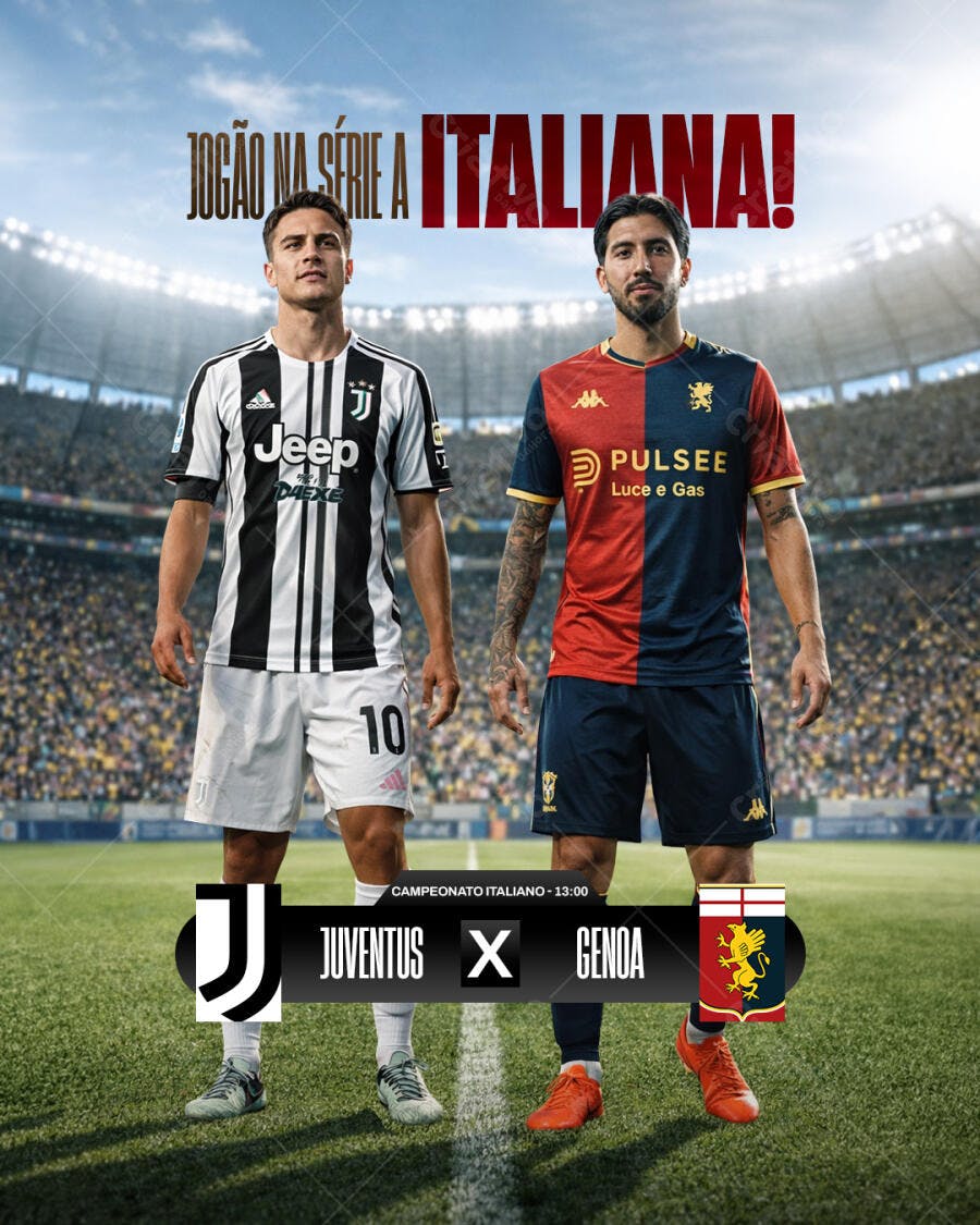 Post Instagram Jogo Série A Italiana Futebol PSD Editável