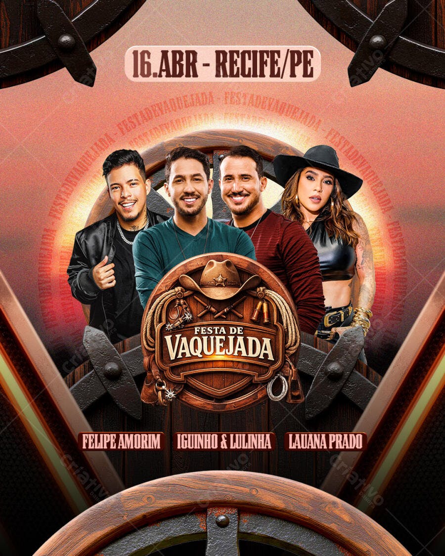 Flyer Festa de Vaquejada Abril Recife PSD Editável