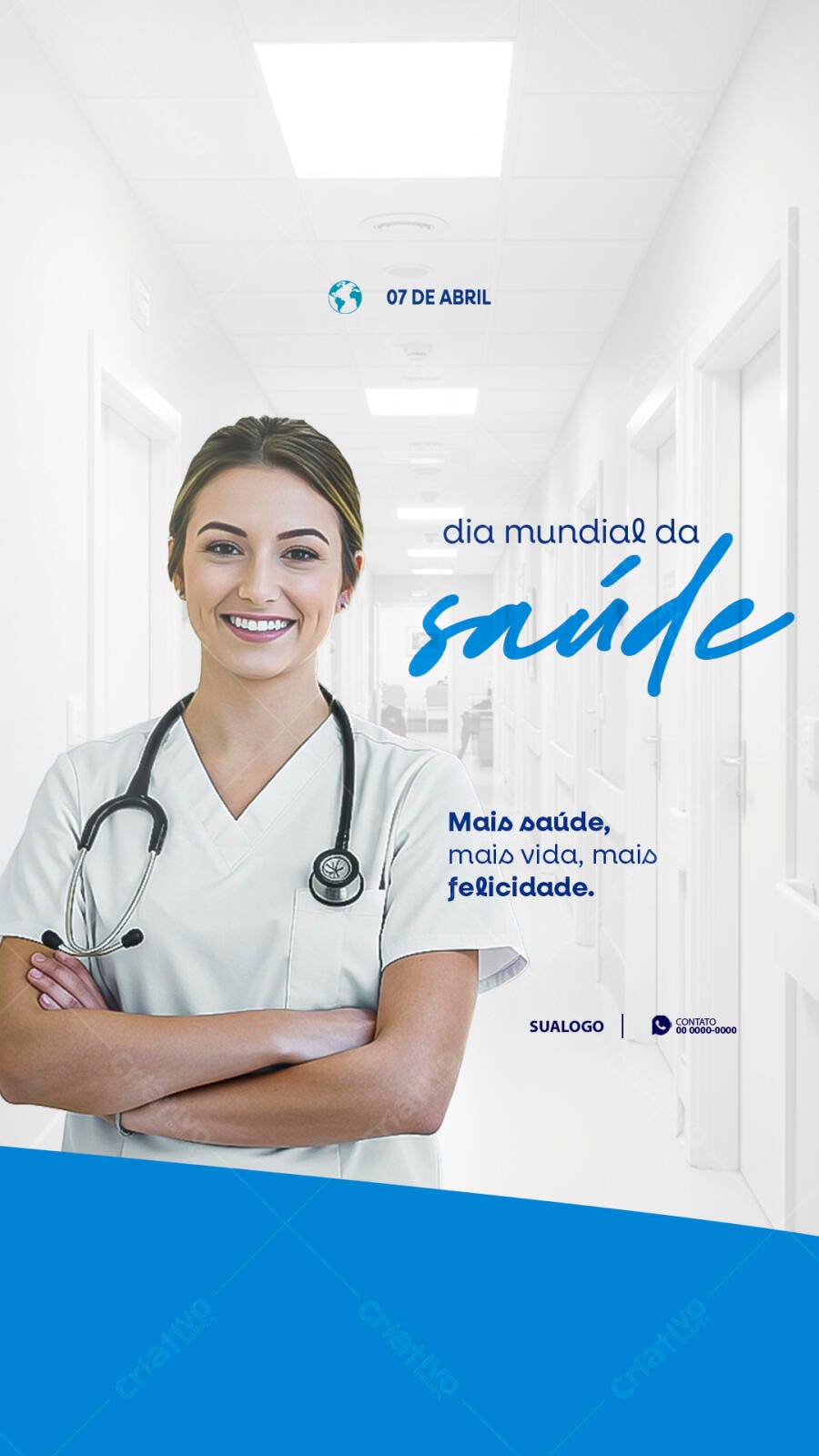 Story Dia Mundial da Saúde Abril Clínica Médica PSD Editável