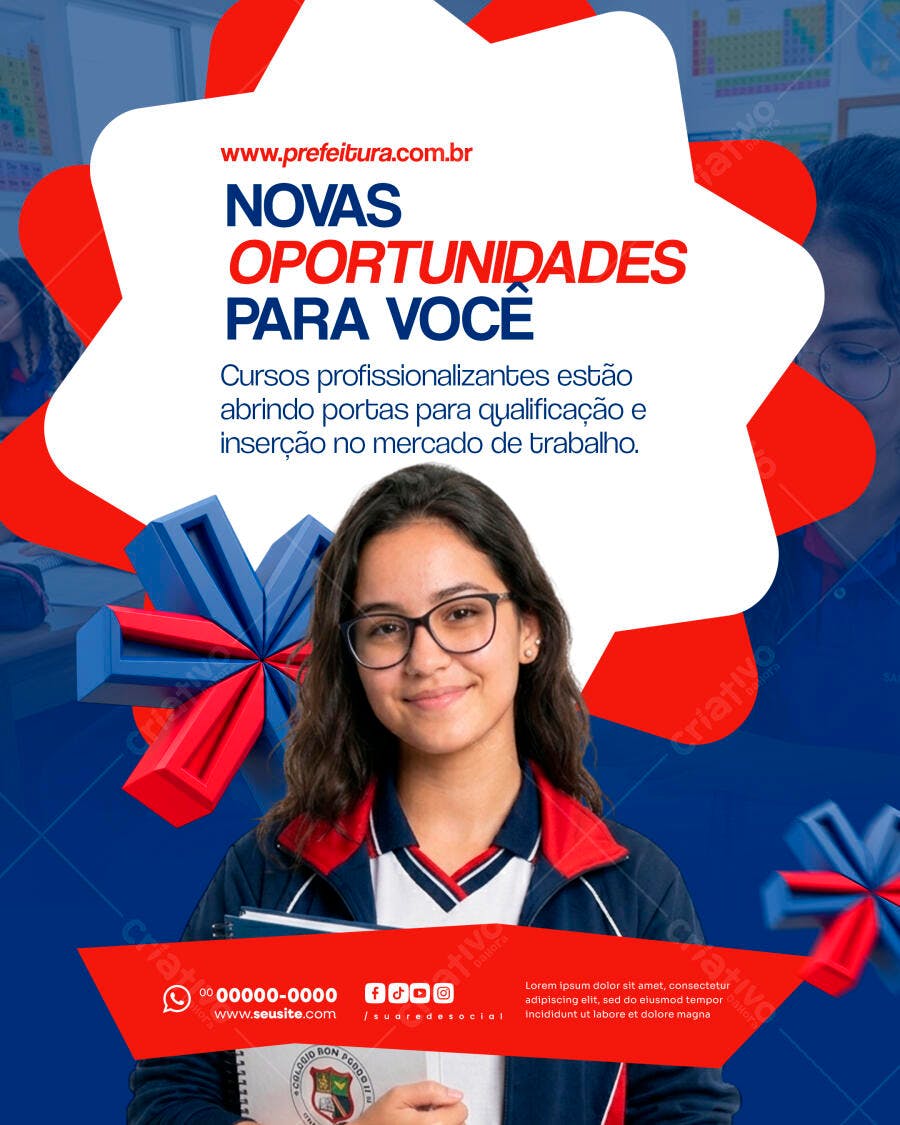 Post Instagram Cursos Profissionalizantes Educação PSD Editável