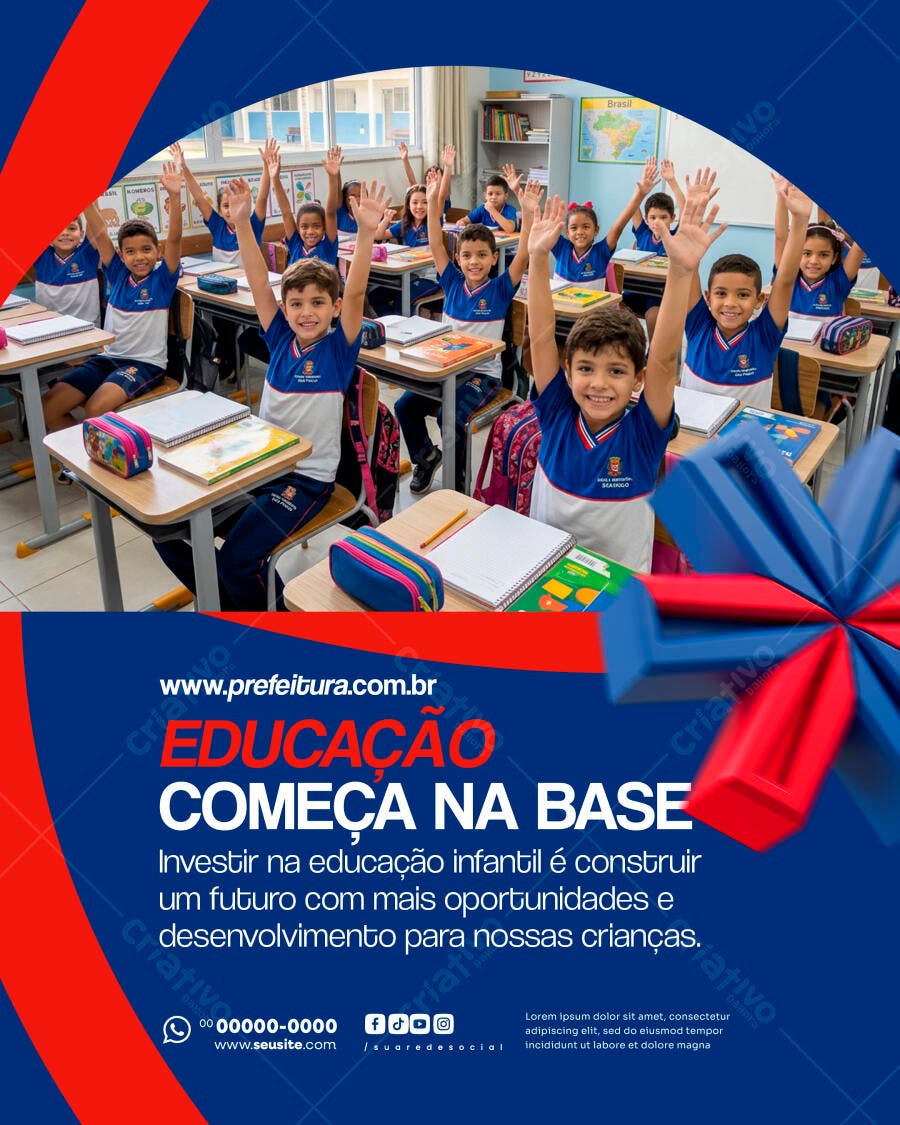 Flyer Educação Infantil Prefeitura PSD Editável