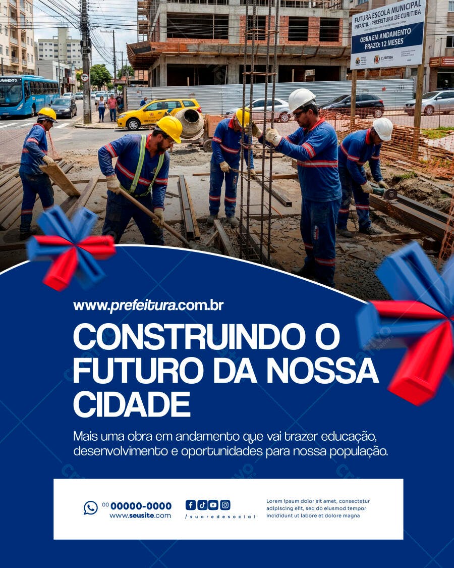 Flyer Construção Civil Obra Pública PSD Editável