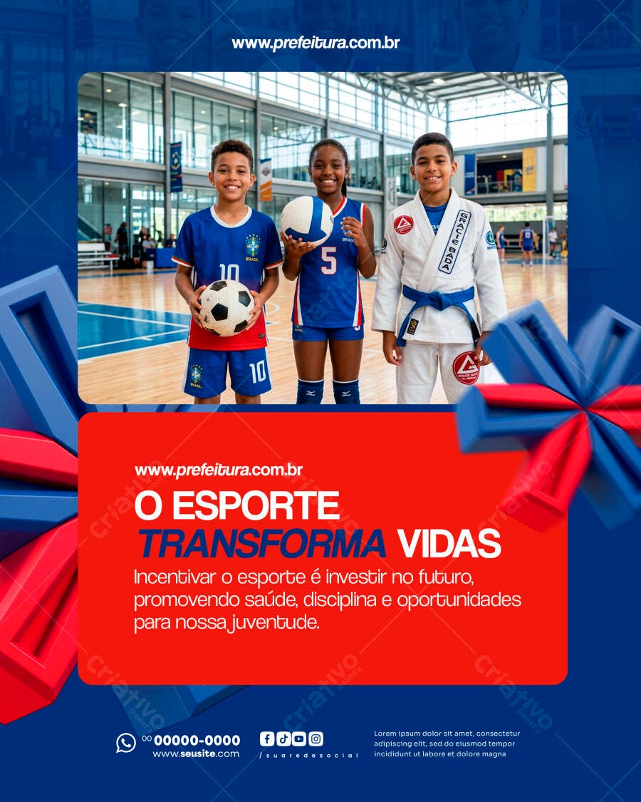 Post Social Media Esporte Educação Juventude PSD Editável