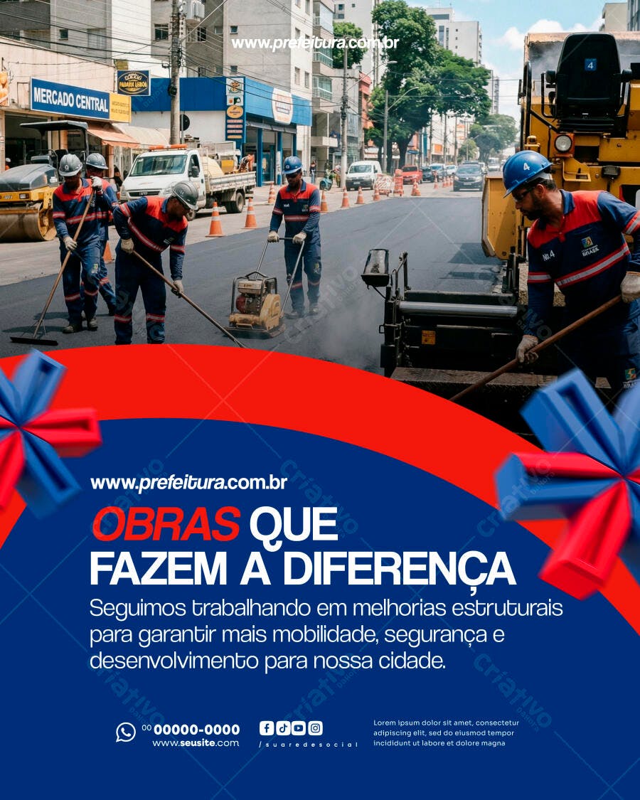 Flyer Obras Públicas Melhorias Urbanas PSD Editável
