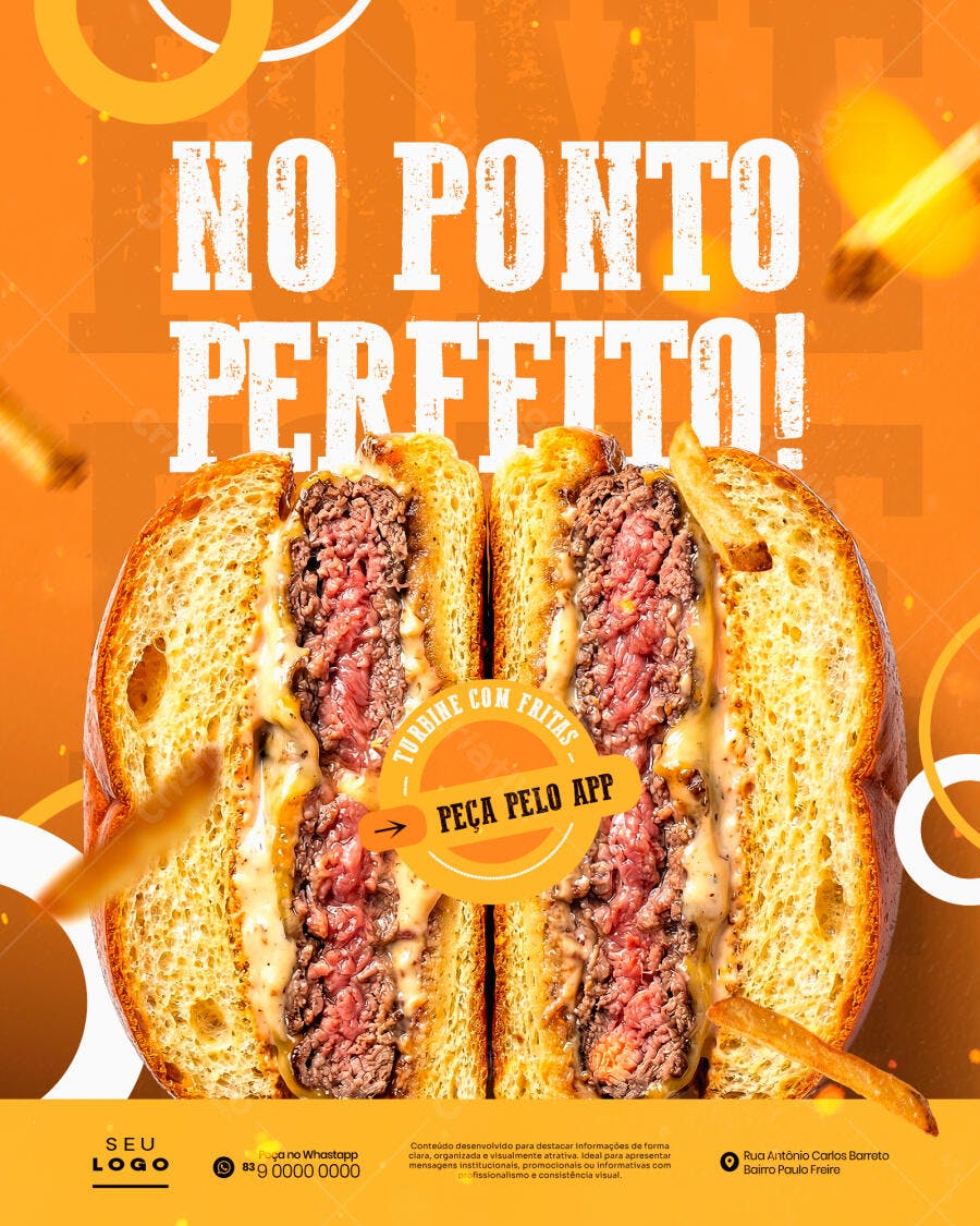 Post Instagram Hamburgueria Artesanal PSD Editável