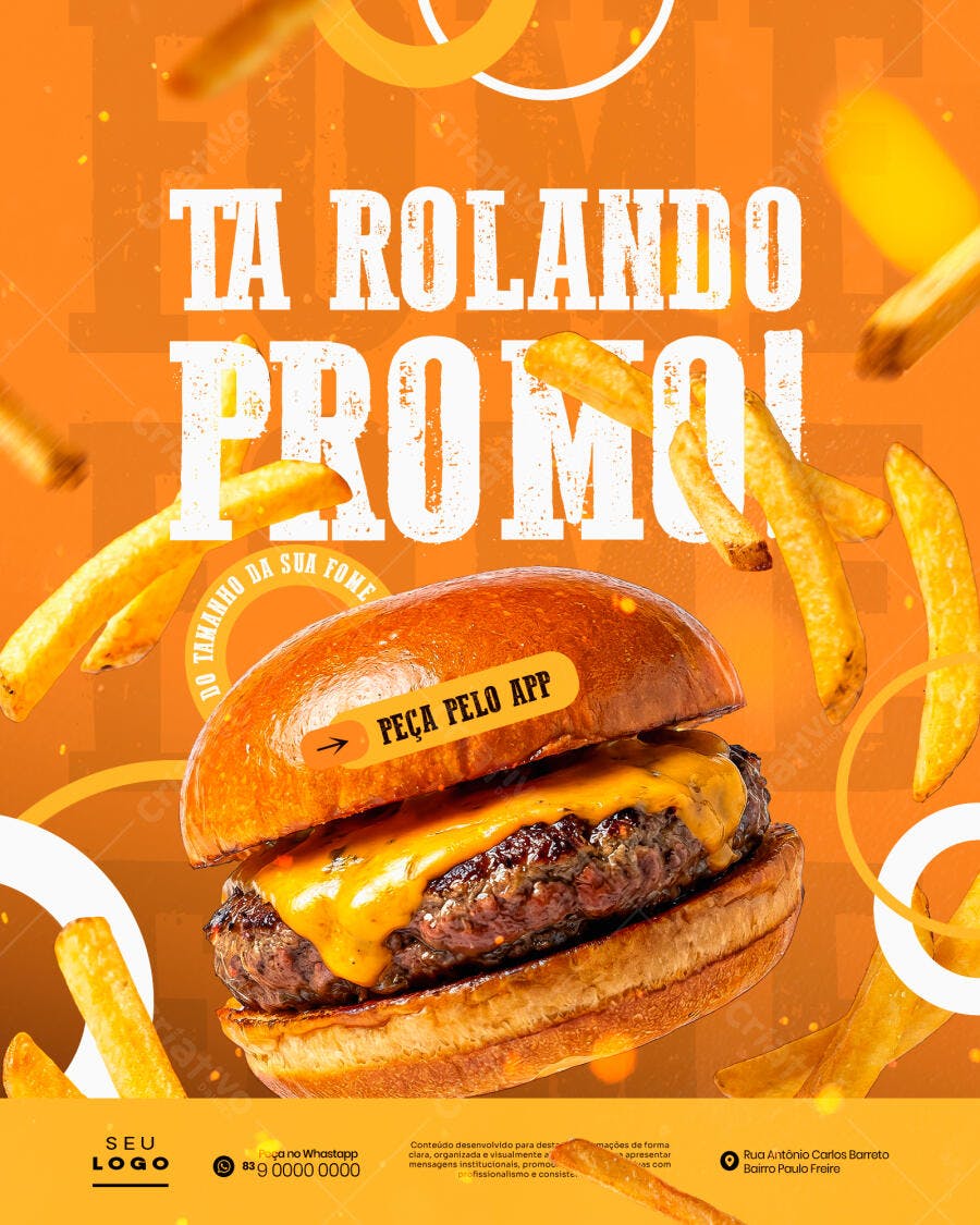 Post Instagram Promoção Hamburgueria Delivery PSD Editável