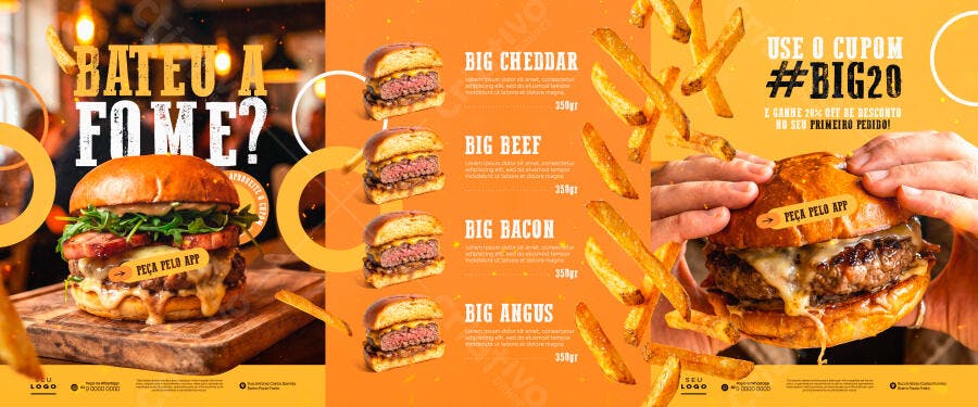 Post Instagram Hamburgueria Promoção PSD Editável