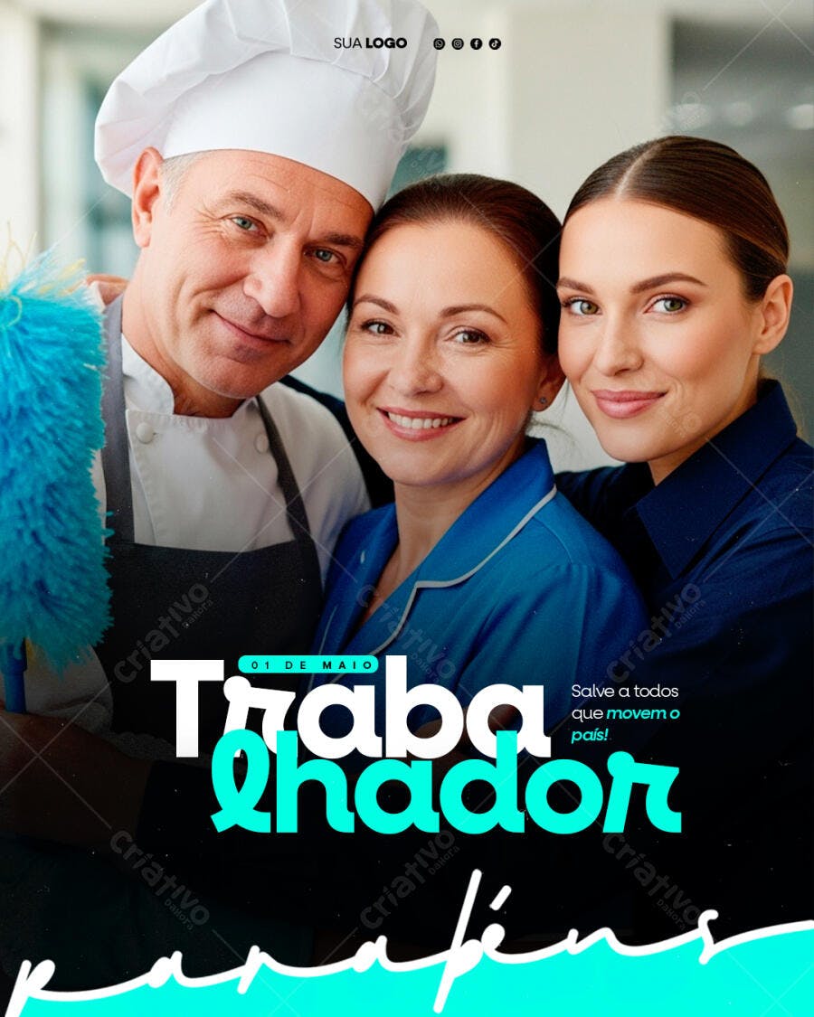 Post Dia do Trabalho 1 de Maio PSD Editável