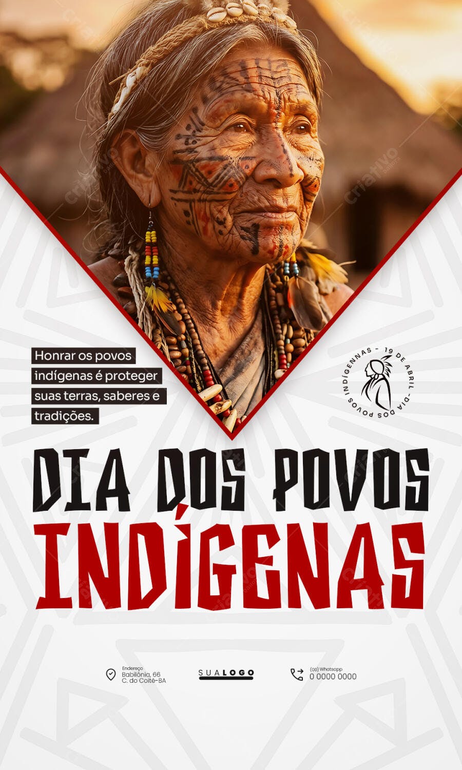 Post Instagram Dia dos Povos Indígenas 19 de Abril PSD Editável